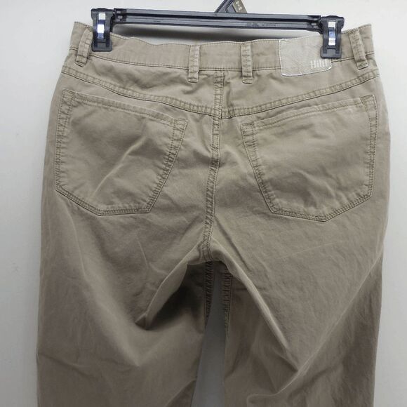 Hilti Solid Brown Cotton Flat Front 5 Pocket Jeans Style Chino Pants Mens 34x33 - Picture 3 of 8